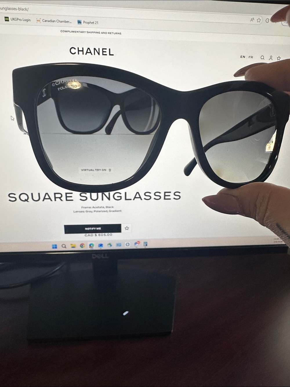 CHANEL Black Square Sunglasses with Grey Gradient Lenses